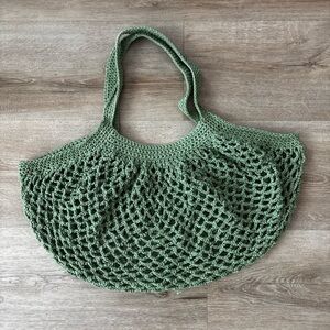 Handmade Sage Green Crochet Market Tote Bag